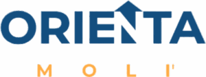 Logo OrientaMolì, composto dal testo ORIENTA con una freccia nella lettera N e sotto il testo MOLì