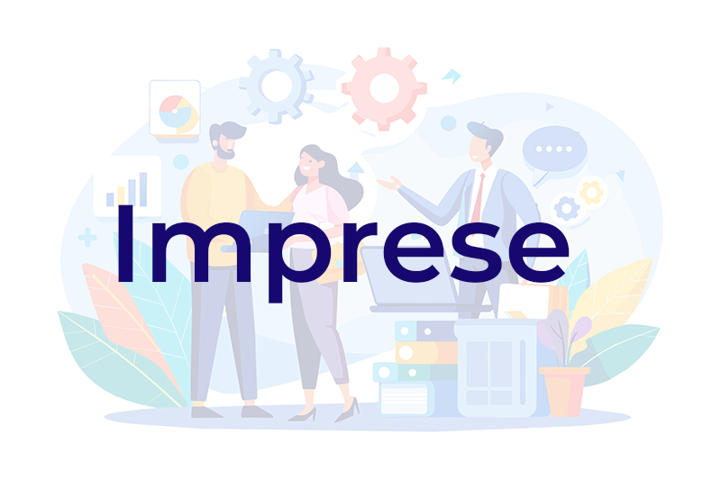 LavoraMolì imprese, banner con testo e illustrazione di 4vpersone in ambiente di lavoro